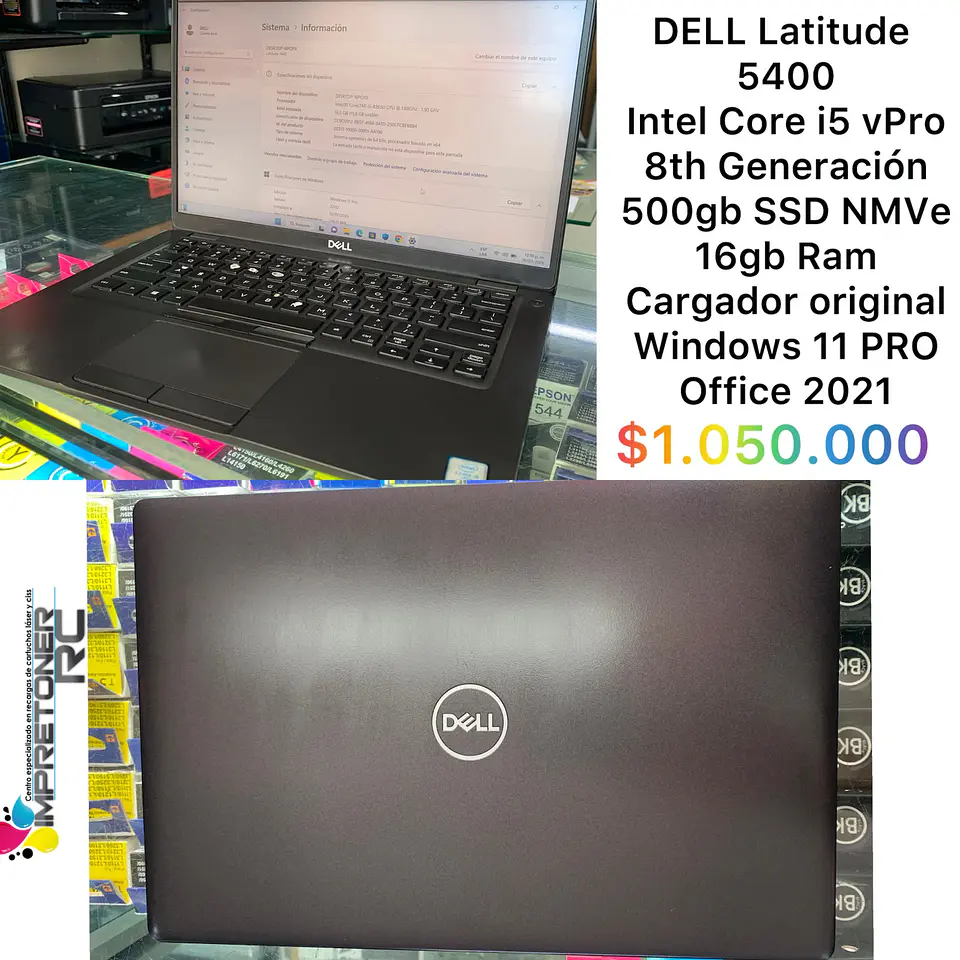 portatil dell 5400,core i5 6tava, 16 en ram,disco m.2 500gb,windows 11,office,garantia 6 meses. 1