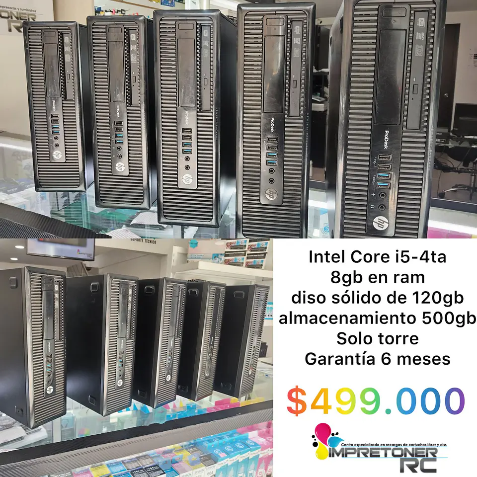 torre corporativa hp,i5 4ta, 8gb en ram, disco ssd 128gb,disco hdd 500gb,solo torre 1
