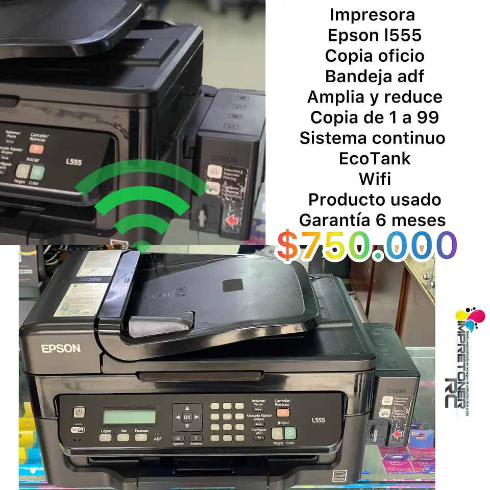impresora epson l555,multifuncional,wifi, amplia - reduce,copia oficio - carta,garantia 6 meses. 1