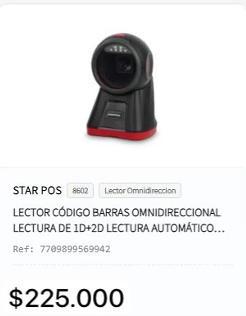 lector código barras omnidireccional lectura de 1d+2d lectura automático interruptor botón alta capacidad