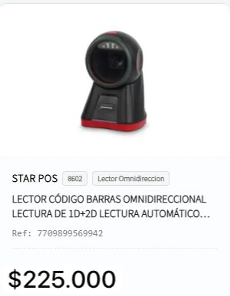 lector código barras omnidireccional lectura de 1d+2d lectura automático interruptor botón alta capacidad 1