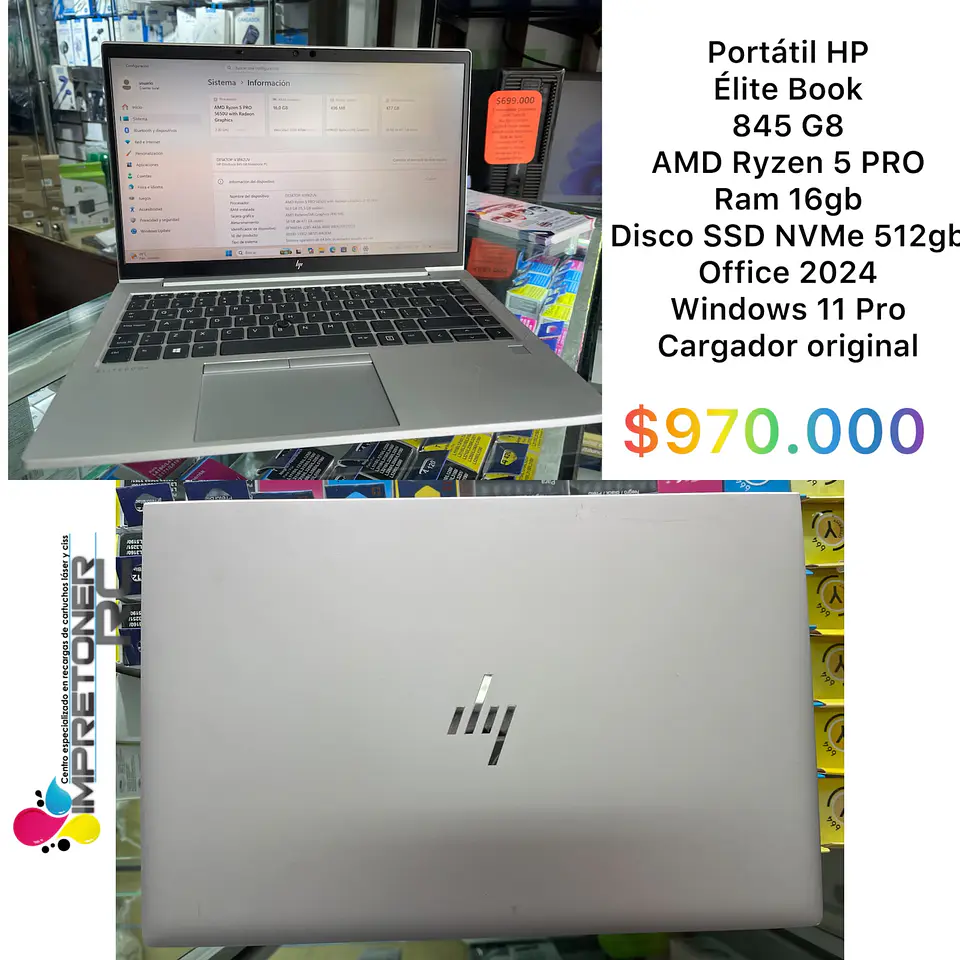 portatil hp ryzeb 5pro,c remanofacturado, garantia 6 meses. 1