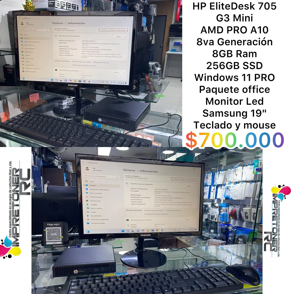 computador hp torre mini, amd pro a10, garantia 6 meses. 1