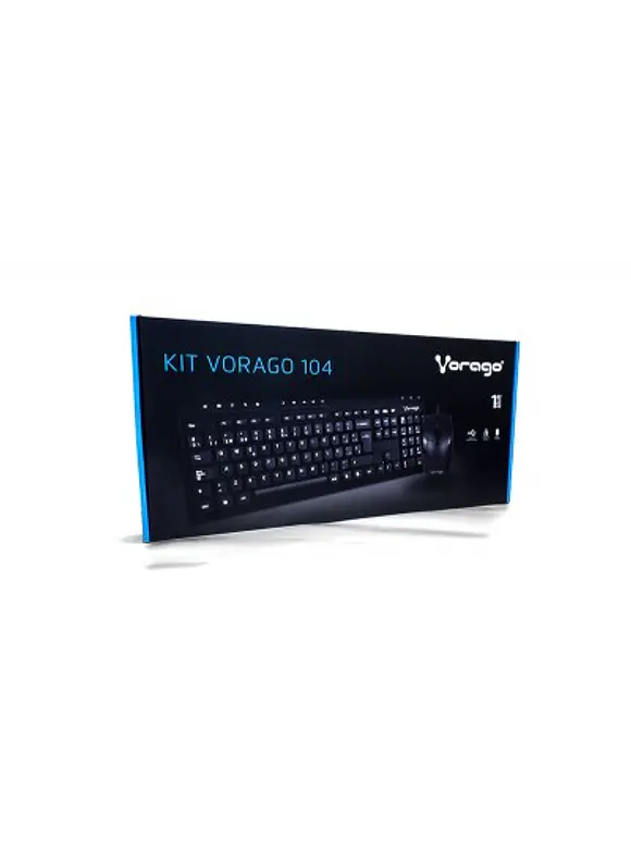 Kit de teclado y mouse VORAGO KM-104, Estándar, 105 teclas, Negro,  1