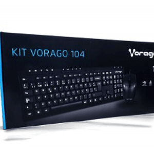 Kit de teclado y mouse VORAGO KM-104, Estándar, 105 teclas, Negro, 
