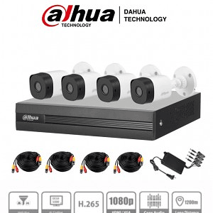 Kit de Videovigilancia Dahua Technology KIT/XVR1A04-I/4-B1A21N-0360B, 1080 p