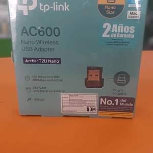 ADAPTADOR USB INALÁMBRICO AC600 TP-LINK ARCHER T2U NANO CON DOBLE BANDA DE ALTA VELOCIDAD