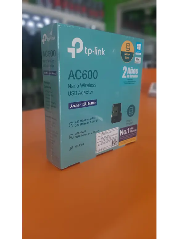 ADAPTADOR USB INALÁMBRICO AC600 TP-LINK ARCHER T2U NANO CON DOBLE BANDA DE ALTA VELOCIDAD 2