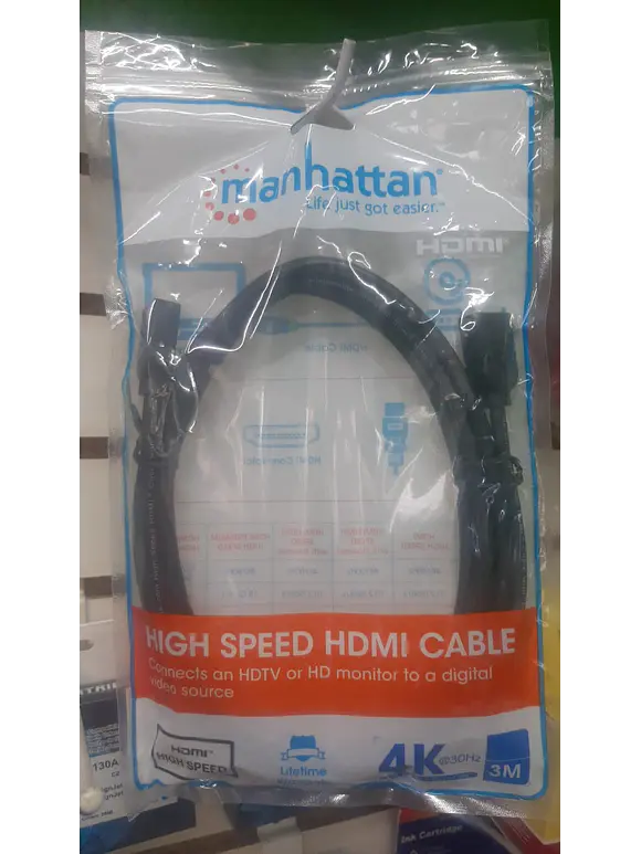 Cable HDMI 4K@30Hz MANHATTAN 306126, 3 m, Macho, Negro 3