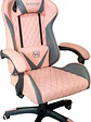 SILLA GAMER INCLINACION RESPALDO 145 CLASE 4 140-150KG NGS-01 FOAM 350MM 63CM*64CM*121-131CM COJIN LUMBAR Y CABEZA ROSA/GRIS - Miniatura 2