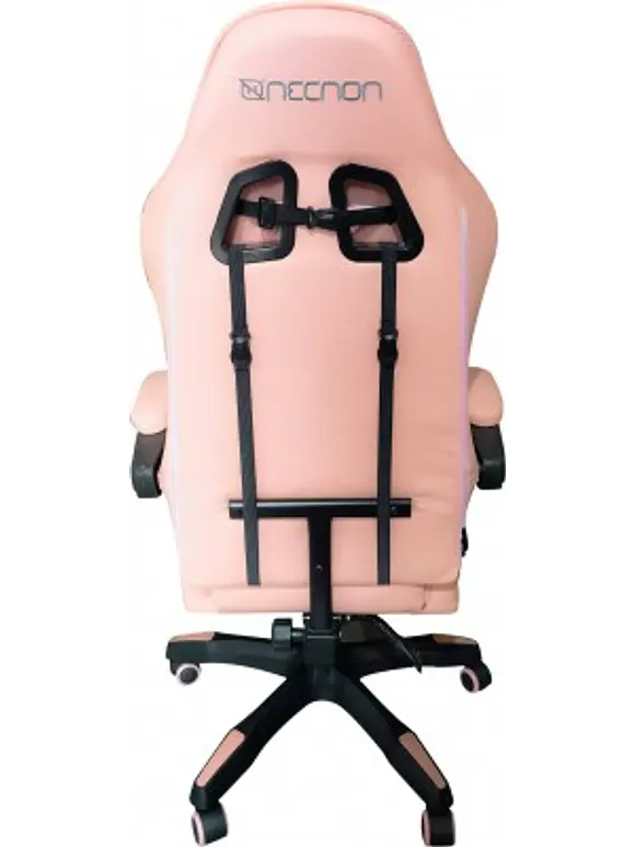 SILLA GAMER INCLINACION RESPALDO 145 CLASE 4 140-150KG NGS-01 FOAM 350MM 63CM*64CM*121-131CM COJIN LUMBAR Y CABEZA ROSA/GRIS 4
