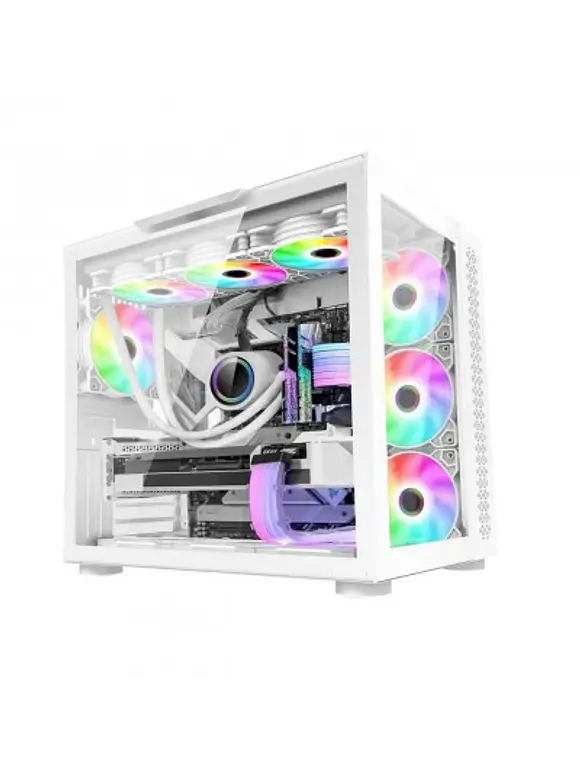 GABINETE GAMER GAME FACTOR CSG700 ATX FISHTANK, DOBLE CRISTAL, USB 3.0, S/FTE, BLANCO 1