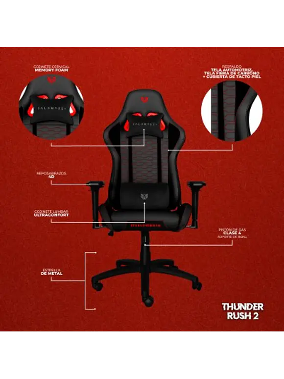 Silla Gaming Thunder 2 Balam Rush BR-932820, Gamer, Negro 3