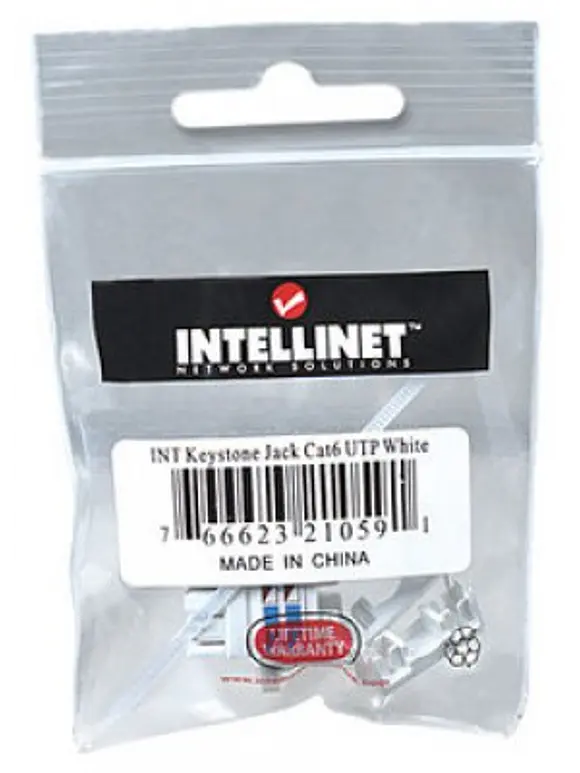 ACK RJ45 CAT6 KEYSTONE DE IMPACTO BLANCO. Para uso con cable sin blindaje (UTP) Cat6, Compatible con herramientas de ponchado 110 y Krone 3