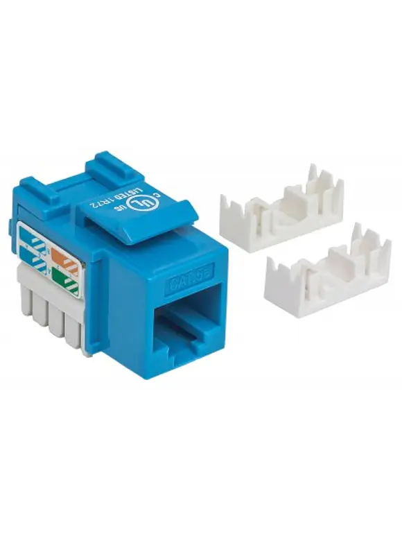 JACK RJ45 CAT5E KEYSTONE DE IMPACTO AZUL, Para uso con cable sin blindar (UTP) Cat5e, Compatible con herramientas de impacto 110 y Krone 1