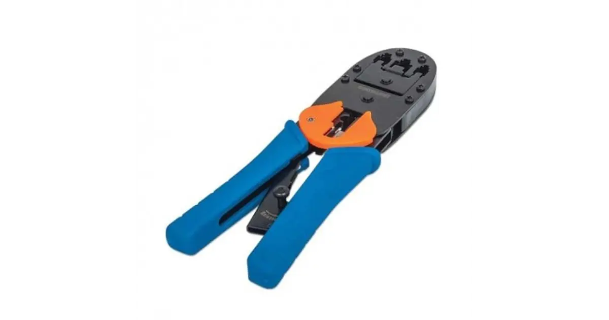 Pinza para crimpear plug modular RJ45, RJ12 y RJ11, Corta y