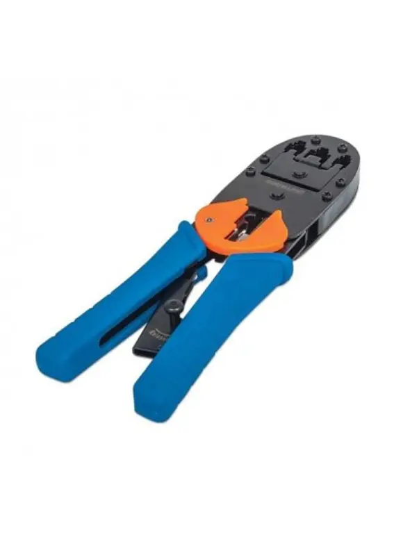 Pinza para crimpear plug modular RJ45, RJ12 y RJ11, Corta y quita el forro de cable redondo y plano. 1