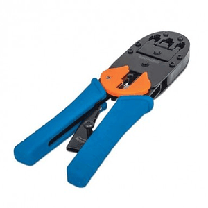 Pinza para crimpear plug modular RJ45, RJ12 y RJ11, Corta y quita el forro de cable redondo y plano.