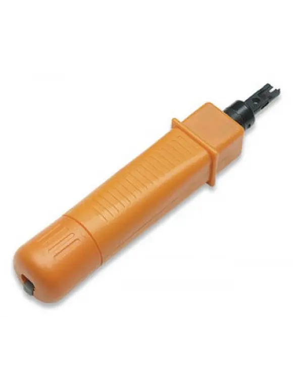 Pinza para ponchar terminal Jack, con control de presion y almacenamiento para punta de respaldo. 2