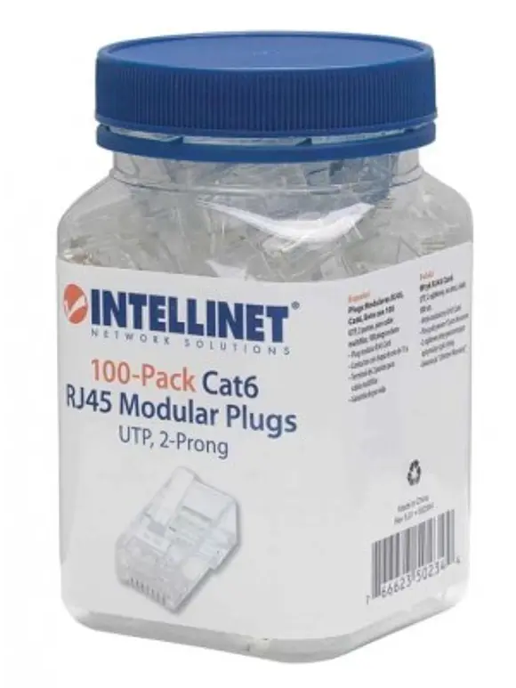 PLUG RJ45 CAT6 MULTIFILAR UTP BOTE 100 PZAS ORO 15-MICRAS 2
