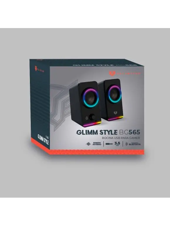 Bocinas 2.0 Gamer Glimm Style BG565 Balam Rush Conexión Bluetooth/Auxiliar, Controlador Touch, iluminación LED 3 modos, 10w RMS 2