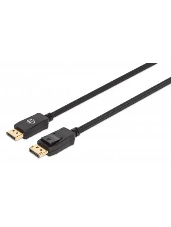 Cable DisplayPort 8K, macho a macho, contactos chapados en oro, diseño anti-enredos, Longitud 2m, Color Negro. 3