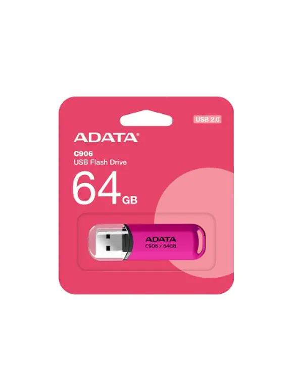 Memoria USB ADATA C906, Rosa, 64GB, USB tipo A 1