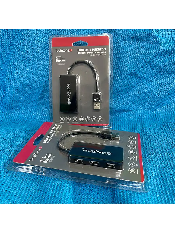 Hub 4 Puertos TechZone TZ17HUB02 USB, Negro 1