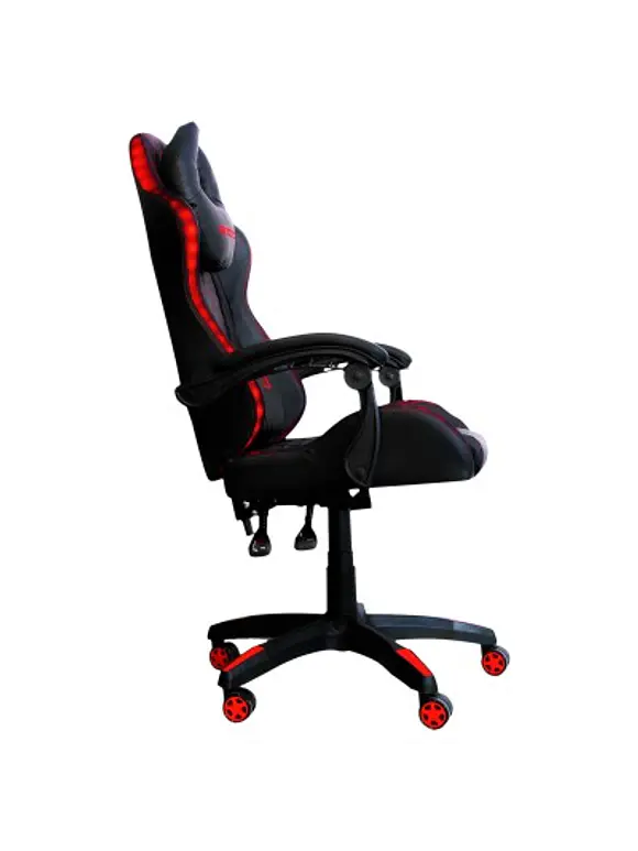 SILLA GAMER RGB INCLINACION RESPALDO 145 CLASE 4 140-150KG NSG-RGB1 FOAM 350MM 63CM*64CM*121-131CM COJIN LUMBAR Y CABEZA NEGRO/ROJO 3