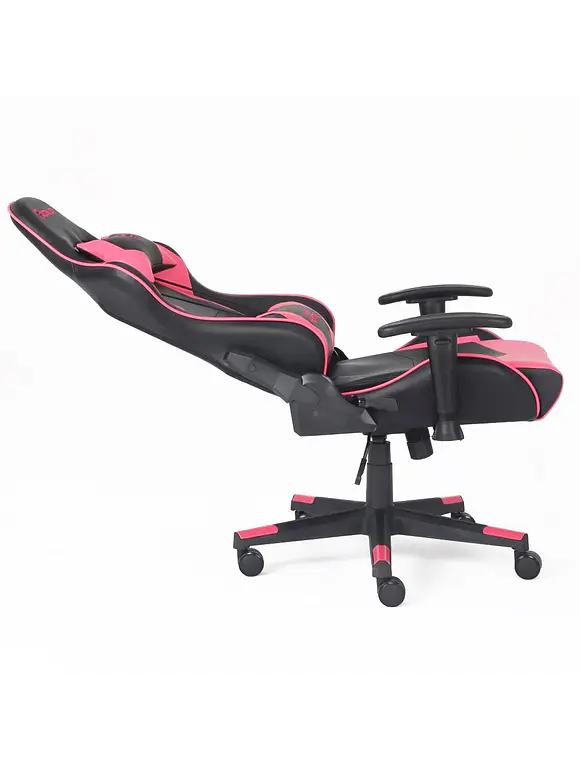 SILLA GAMER OCELOT / VINIPIEL / BASE NYLON AJUSTABLE / DESCANSABRAZOS 2D / PISTON CLASE 4 / RECLINABLE 90-155 GRADOS / HASTA 150KG / COJINES LUMBAR Y CERVICAL / COLOR NEGRO CON MAGENTA 5