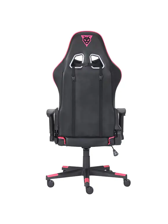 SILLA GAMER OCELOT / VINIPIEL / BASE NYLON AJUSTABLE / DESCANSABRAZOS 2D / PISTON CLASE 4 / RECLINABLE 90-155 GRADOS / HASTA 150KG / COJINES LUMBAR Y CERVICAL / COLOR NEGRO CON MAGENTA 8