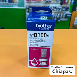 Botella de tinta Brother BTD100M magenta, rendimiento aproximado 5,000 páginas, compatible con DCPT230, DCPT530DW, DCPT730DW, MFCT930DW