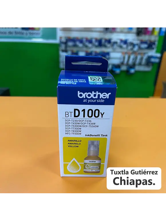 Botella de tinta Brother BTD100Y amarillo, rendimiento aproximado 5,000 páginas, compatible con DCPT230, DCPT530DW, DCPT730DW, MFCT930DW 1