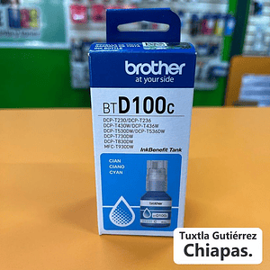 Botella de tinta Brother BTD100C cian, rendimiento aproximado 5,000 páginas, compatible con DCPT230, DCPT530DW, DCPT730DW, MFCT930DW