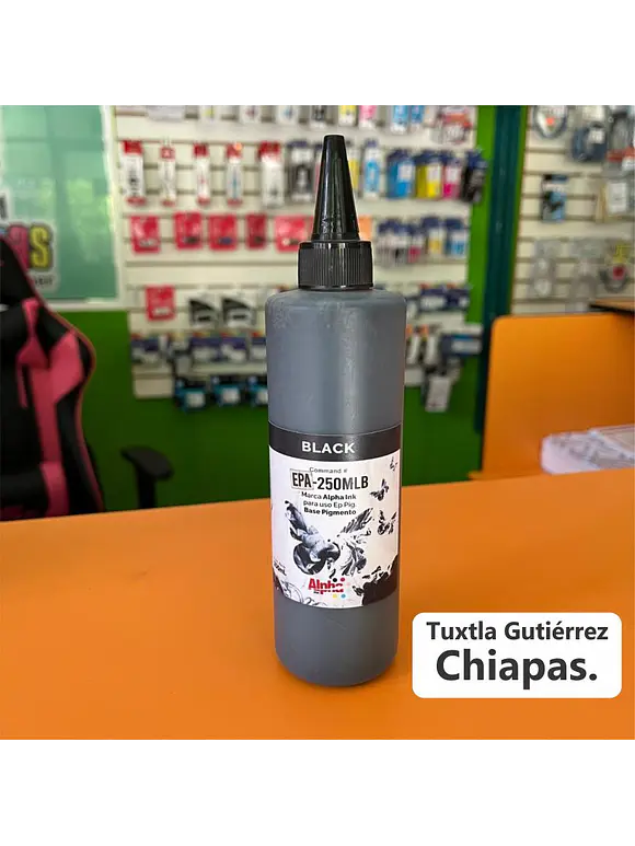250 ML DE TINTA GENERICA EP ALPHA INK PIGMENTADA PARA EPSON NEGRA 1