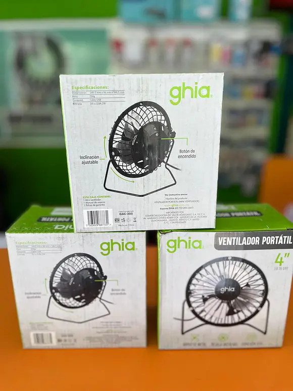 MINI VENTILADOR DE ESCRITORIO GHIA METALICO COLOR NEGRO ALIMENTACION USB 2