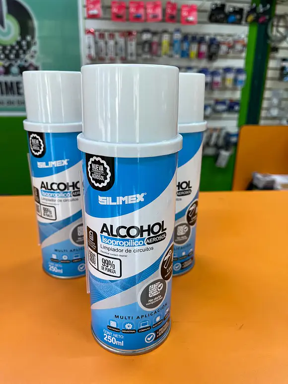 Alcohol Isopropílico SILIMEX Aerosol Envase: 250 ml = 280gr., Azul, Alcohol Isopropílico, Componentes Electrónicos 1