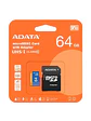 Micro SD ADATA AUSDX64GUICL10A1-RA1, 64 GB, 100 MB/s, 25 MB/s, Negro, Clase 10 - Miniatura 2