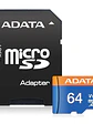 Micro SD ADATA AUSDX64GUICL10A1-RA1, 64 GB, 100 MB/s, 25 MB/s, Negro, Clase 10 - Miniatura 3