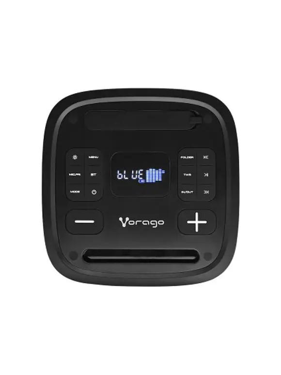 Bocina Vorago KSP-580 Bafle Karaoke speaker, Pantalla LCD, dos altavoces de 6.5 y 2 tweeters, aros con RGB, Micro SD, Bluetooth 5.0 6