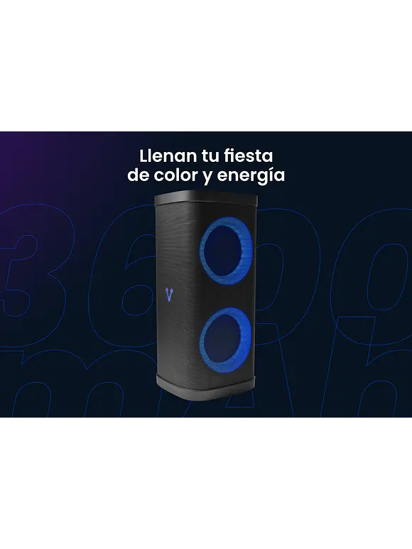 Bocina Vorago KSP-580 Bafle Karaoke speaker, Pantalla LCD, dos altavoces de 6.5 y 2 tweeters, aros con RGB, Micro SD, Bluetooth 5.0 1