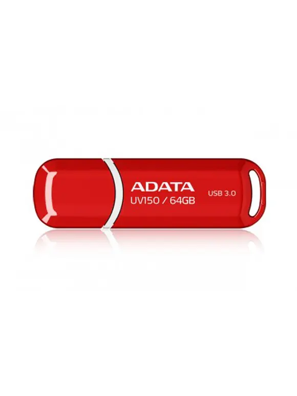 Memoria USB ADATA UV150, Rojo, 64 GB, USB 3.2 (retrocompatible con 3.0 y 2.0), 100 MB/s 1