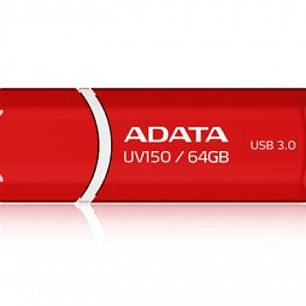 Memoria USB ADATA UV150, Rojo, 64 GB, USB 3.2 (retrocompatible con 3.0 y 2.0), 100 MB/s