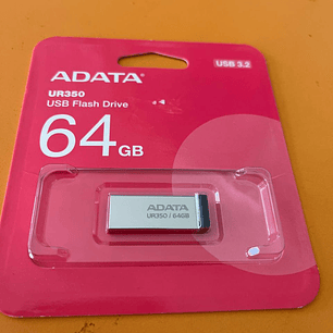 Memoria USB de 64GB UR350 3.2 Gen 1 (retrocompatible 3.0 y 2.0), diseño elegante sin tapa. Color Metálico, negro. UR350-64G-RSR/BK