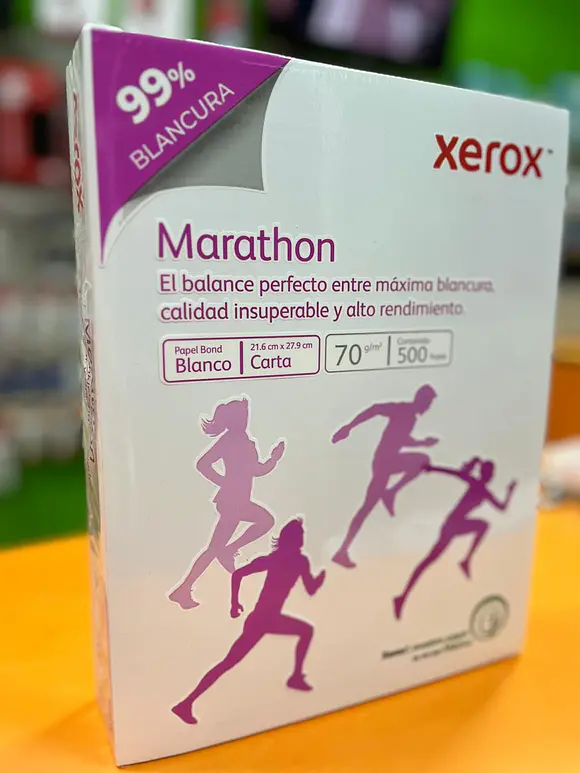 PAPEL BOND XEROX 500 HOJAS MARATHON CARTA 99% BLANCURA 1
