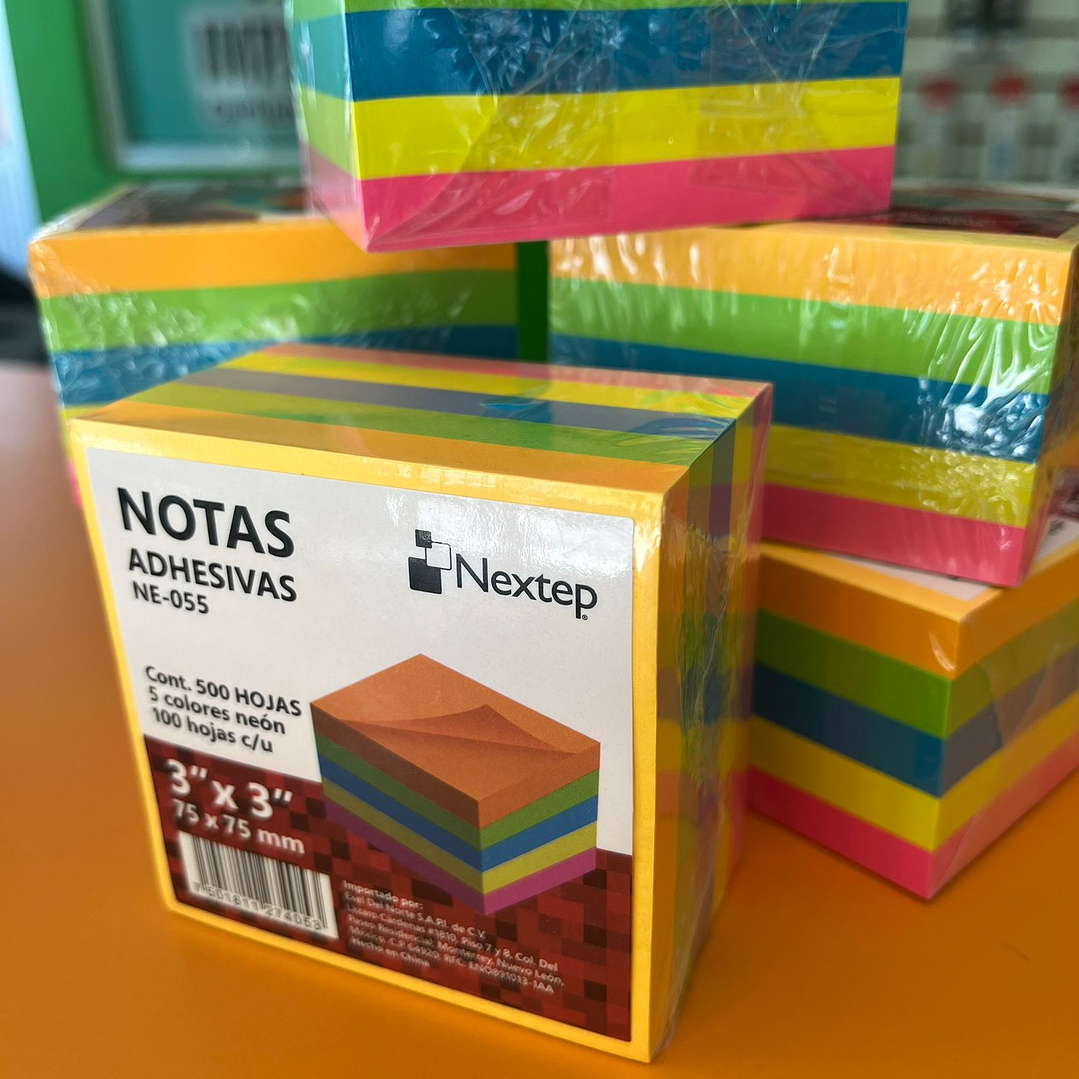 NOTAS ADHESIVAS NEON NEXTEP, 3X3