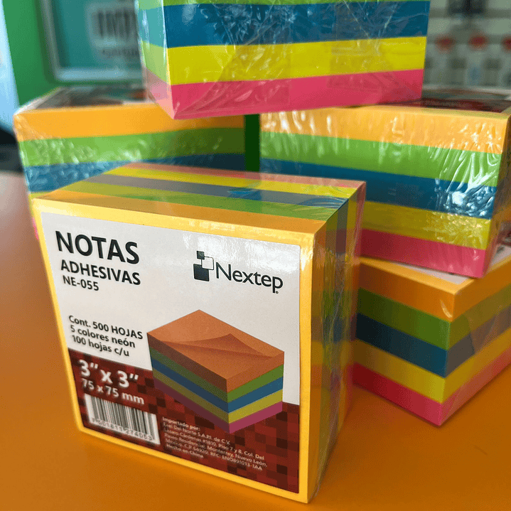 NOTAS ADHESIVAS NEON NEXTEP, 3X3