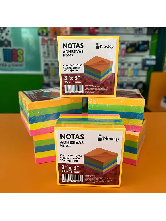 NOTAS ADHESIVAS NEON NEXTEP, 3X3