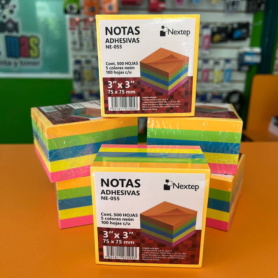 NOTAS ADHESIVAS NEON NEXTEP, 3X3