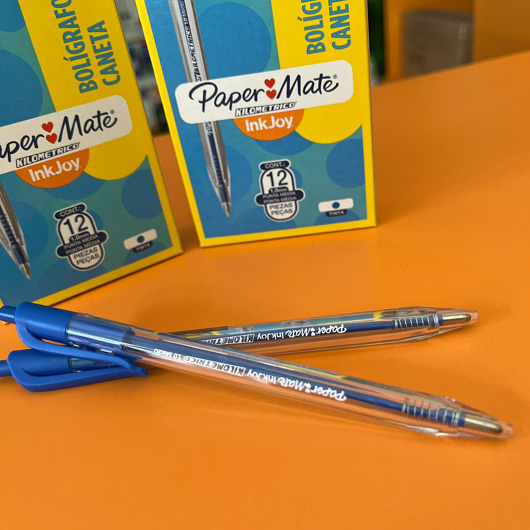 BOLIGRAFO PAPER MATE, KILOMETRICO RETRACTIL, CAJA CON 12 PIEZAS, AZUL 2